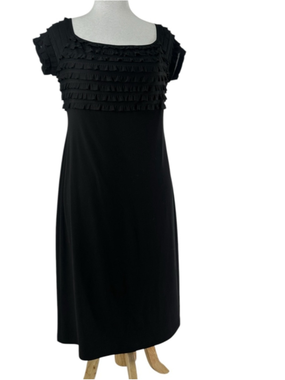 Joseph Ribkoff little black dress stretch flattering lbd ruffle detail sz 12